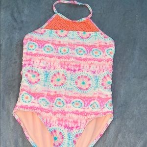kids tye-dye one piece swimsuit